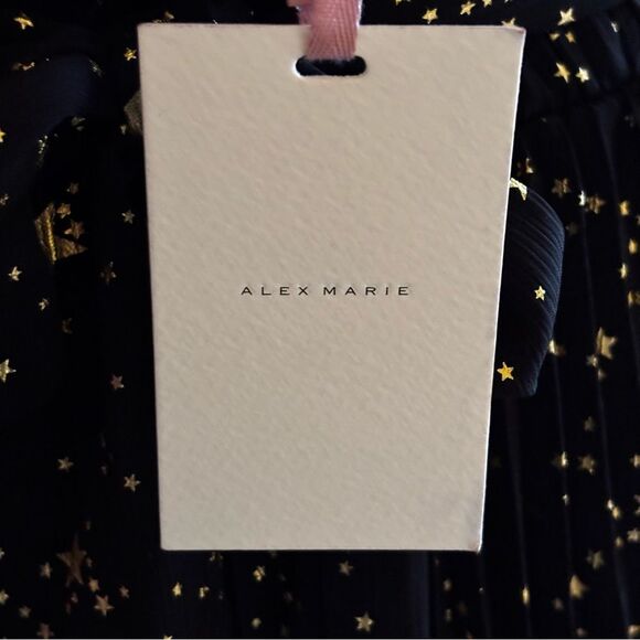 NWT Alex Marie Black and Gold Tiered Pleated Halter Maxi Dress – Size 4 - Picture 13 of 13